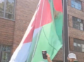 George Washington University raises the Hamas flag. American Flag has been removed.