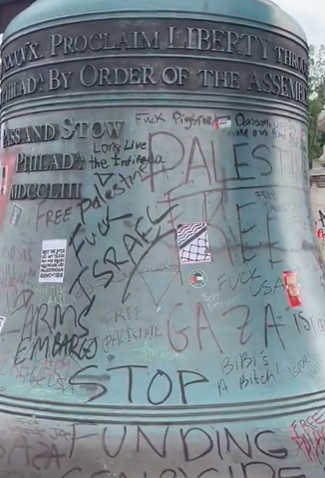 Leftist protesters have desecrated the historic Freedom Bell in Washington DC